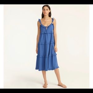 J. Crew Tiered Knit Keyhole Maxi Dress, White Size Medium cotton